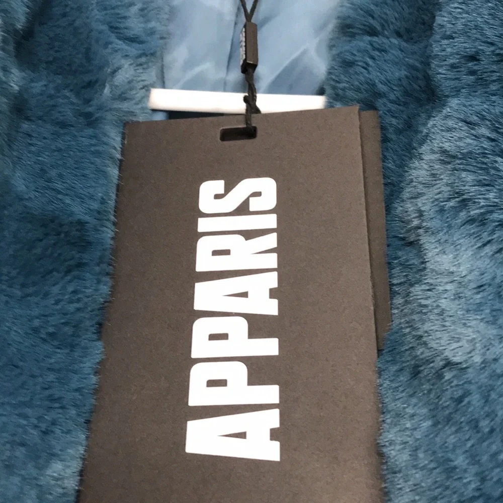 NWT Apparis Stella Faux Fur Coat in stone blue - Picture 8 of 11